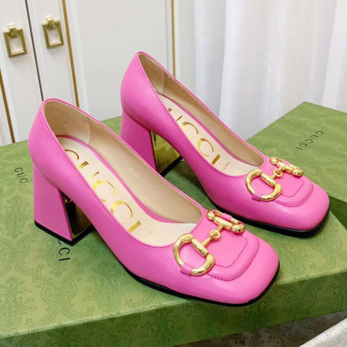 Gucci Womens Shoes Pumps Luxury Brand Women's Mid-Heel Pump With Horsebit In Leather 7.5cm Heel with Original Box 694855 BNC00 5815