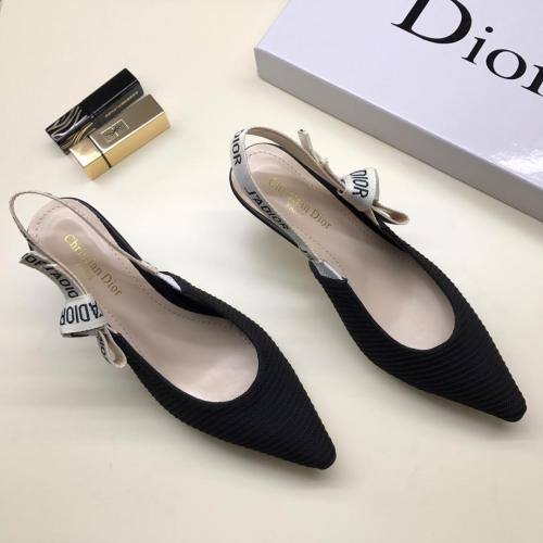 Dior Women Shoes Luxury Design Fashion Type High Heel Shoes for Wedding Style J'ADIOR SLINGBACK PUMP Black Technical Fabric KCC200TFL_S900