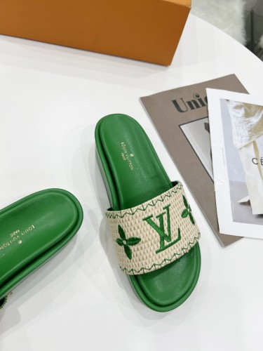 Louis Vuitton Womens Shoes Sandals Slippers Luxury Brand Louis Vuitton JUMBO FLATFORM MULE with Original Box 1A9QYY