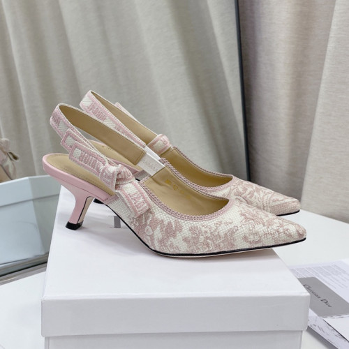 Dior Women Shoes Pumps Luxury Design Fashion Type High Heel Shoes for Wedding Style J'ADIOR SLINGBACK PUMP Cotton Embroidery with Micro Houndstooth Motif with Original Box