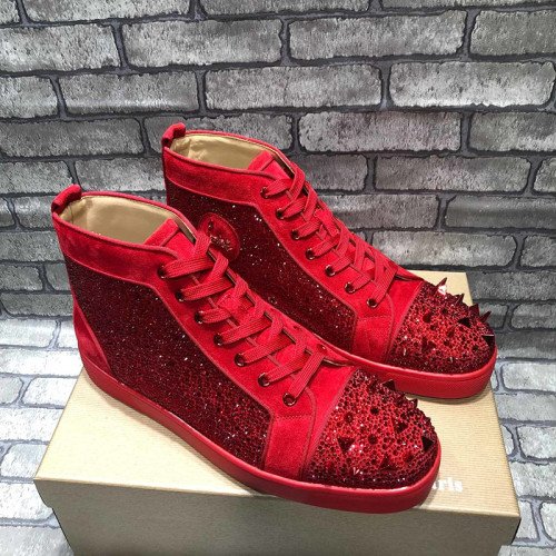 Christian Louboutin Mens Shoes Luxury Brand Red Bottom Design Louis Junior Spikes Flat with Original Box CL sneakers