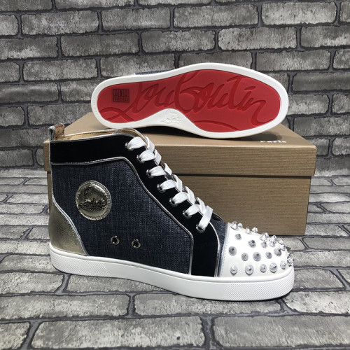 Christian Louboutin Mens Shoes Luxury Brand Red Bottom Design Louis Junior Spikes Flat with Original Box CL sneakers
