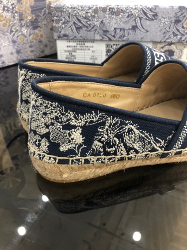 Dior Womens Shoes DIOR GRANVILLE ESPADRILLE Deep Blue Toile de Jouy Reverse Embroidered Cotton with Original Box KDB578TJE_S36W