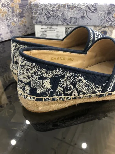Dior Womens Shoes DIOR GRANVILLE ESPADRILLE Deep Blue Toile de Jouy Reverse Embroidered Cotton with Original Box KDB578TJE_S36W