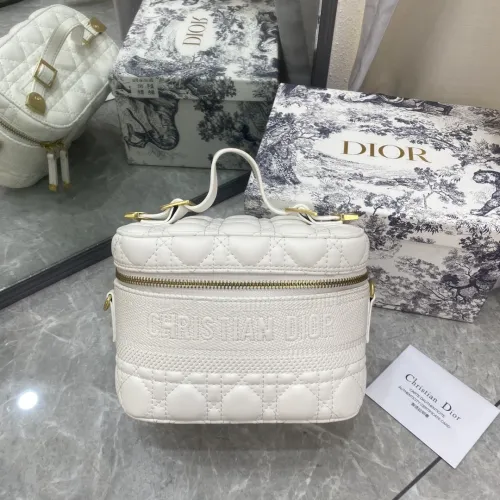 Dior Womens Bags Luxury Brand Fashion Small Diortravel Vanity Case White Cannage Lambskin with Original Box