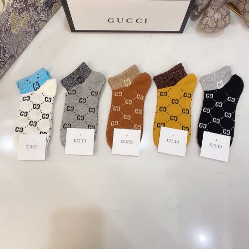 Gucci Socks 5 Pairs with Original Box Luxury Brand Breathable Gucci Sock