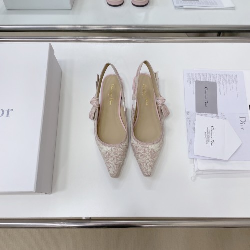 Dior Women Shoes Pumps Luxury Design Fashion Type High Heel Shoes for Wedding Style J'ADIOR SLINGBACK PUMP Cotton Embroidery with Micro Houndstooth Motif with Original Box
