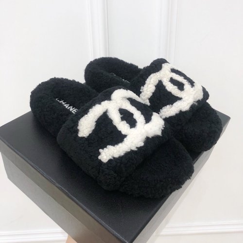 Chanel Womens Shoes Mule Slide Sandal Luxury Brand Plus Velvet Slippers for Women with Original Box