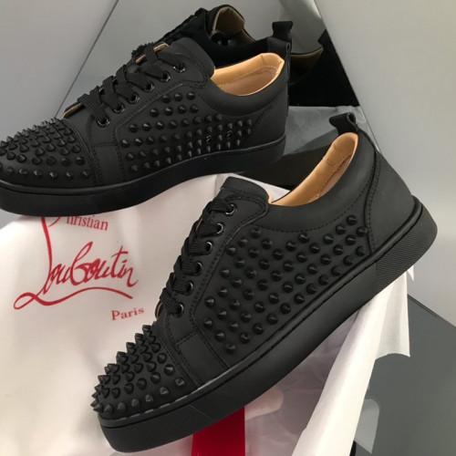 Christian Louboutin Mens Shoes Luxury Brand Red Bottom Design Louis Junior Spikes Flat with Original Box CL sneakers