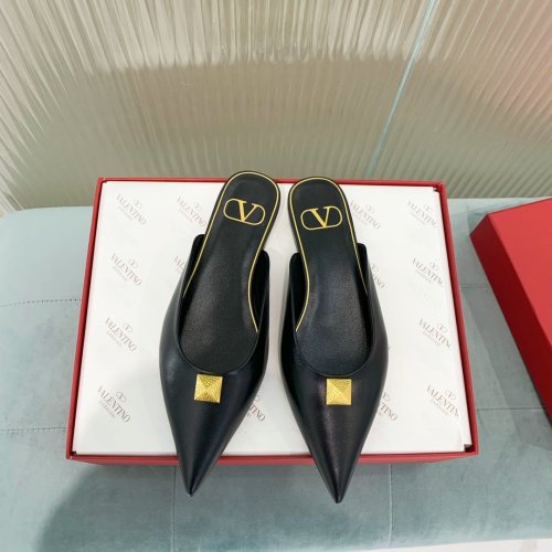 Valentino Women Shoes Mule Flip Flop Sandals ROMAN STUD FLAT MULE IN CALFSKIN VW2S0BK2GNF0NO with Original Box