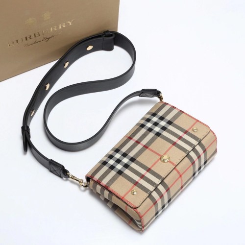 Burberry Womens Bag Small Vintage Check and Leather Crossbody Bag