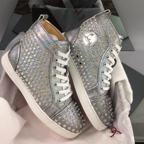 Christian Louboutin Mens Shoes Luxury Brand Red Bottom Design Louis Junior Spikes Flat with Original Box CL sneakers