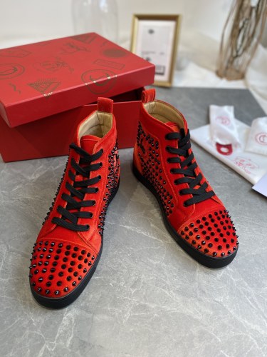 Christian Louboutin Mens Shoes Luxury Brand Red Bottom Design Louis Junior Spikes Flat with Original Box CL sneakers