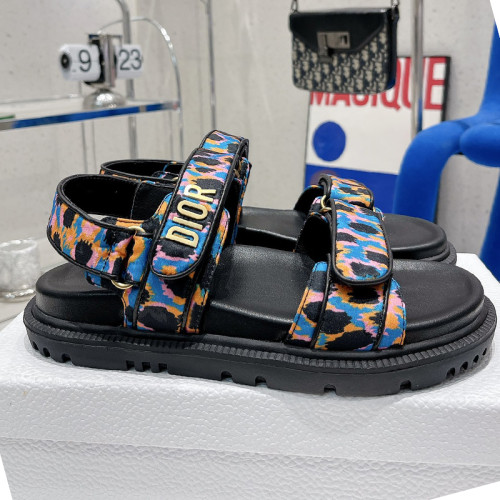 Dior Women Shoes Sandals Luxury Brand DIORACT SANDAL Blue Multicolor Mizza Printed Silk with Original Box KCQ549MZS_S57P