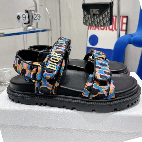 Dior Women Shoes Sandals Luxury Brand DIORACT SANDAL Blue Multicolor Mizza Printed Silk with Original Box KCQ549MZS_S57P