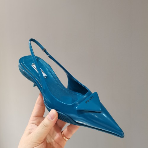 Prada Womens Shoes Brushed Leather Slingback Pumps