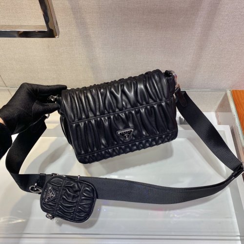 Prada Womens Bag Gaufré Nappa Leather Shoulder Bag