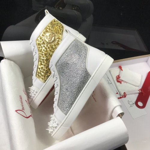 Christian Louboutin Mens Shoes Luxury Brand Red Bottom Design Louis Junior Spikes Flat with Original Box CL sneakers