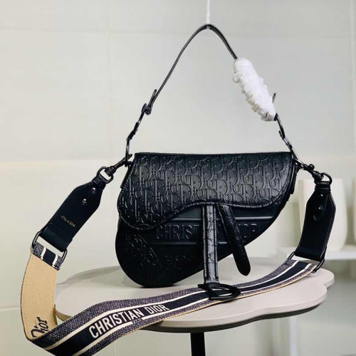 Dior Womens Bag Saddle Bag Luxury Brand Fashion SADDLE BAG Black Dior Oblique Embossed Calfskin M0446SWSO_M900