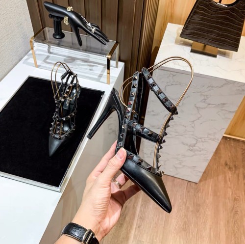 Valentino Womens Shoes ROCKSTUD SLINGBACK PUMP WITH SCULPTED HEEL IN KIDSKIN