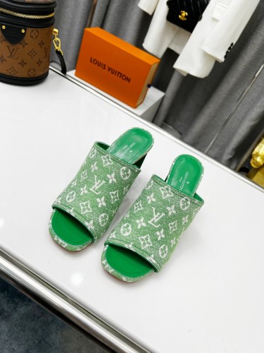 Louis Vuitton Womens Shoes Sandals Slippers Luxury Brand SILHOUETTE MULE 1A9PX4 Monogram denim with Original Box