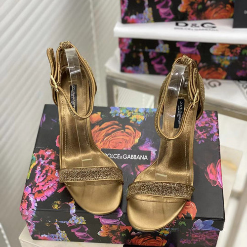Dolce & Gabbana Womens Shoes Lurex Sandals with Sculpted Heel 9cm