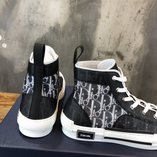 Dior Men Shoes Sneakers Luxury Brand B23 High-Top Sneaker Black And White Dior Oblique Canvas 3SH118YJP_H961