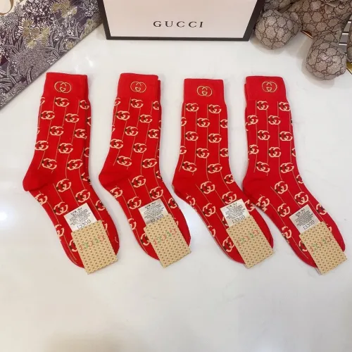 Gucci Socks 4 Pairs with Original Box Luxury Brand Breathable Gucci Sock