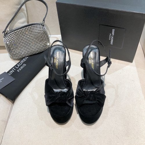 Saint Laurent YSL Womens Shoes BIANCA SANDALS IN LACQUERED AYERS-EMBOSSED LEATHER AND VELVET 637021GVO901000