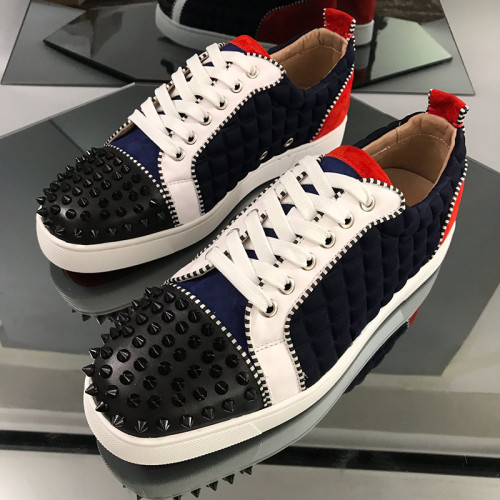 Christian Louboutin Mens Shoes Luxury Brand Red Bottom Design Louis Junior Spikes Flat with Original Box CL sneakers