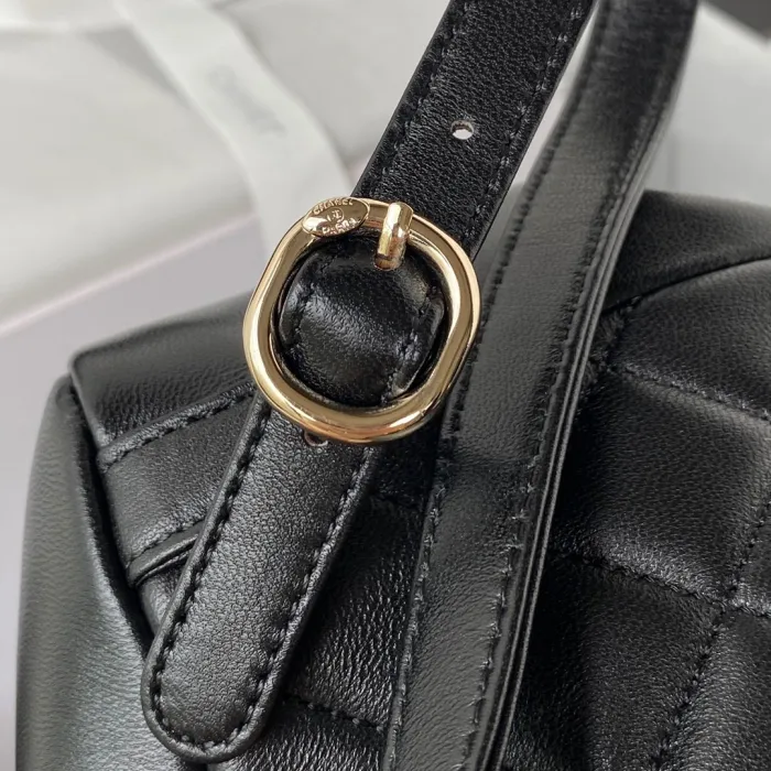 Chanel Womens Bags Drawstring Backpacks Shopping Bag Shiny Lambskin & Gold-Tone Metal with Original Box