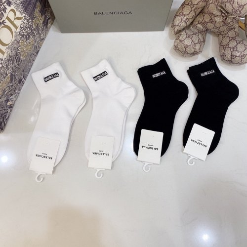 Balenciaga Socks 4 Pairs with Original Box Luxury Brand Breathable Balenciaga Sock