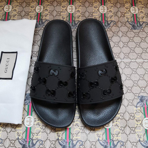 Gucci Women Shoes Flat Sandals Slippers Luxury Brand Women's rubber GG slide sandal with Original Box 573922 JDR00 1000