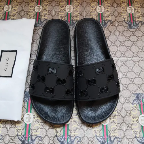 Gucci Women Shoes Flat Sandals Slippers Luxury Brand Women's rubber GG slide sandal with Original Box 573922 JDR00 1000
