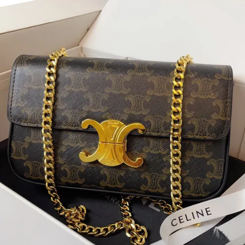 Celine Womens Bags Crossbody Design Luxury Brand CROSSBODY OVAL PURSE CUIR TRIOMPHE IN SMOOTH CALFSKIN with Original Box