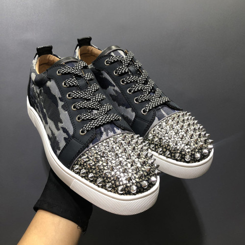 Christian Louboutin Mens Shoes Luxury Brand Red Bottom Design Louis Junior Spikes Flat with Original Box CL sneakers