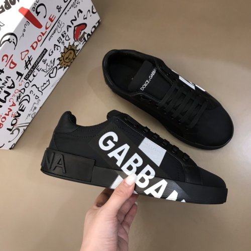 Dolce&Gabbana Men Shoes Sneakers Luxury Nylon Portofino Sneakers With Logo Tape CS1772AJ9938B956