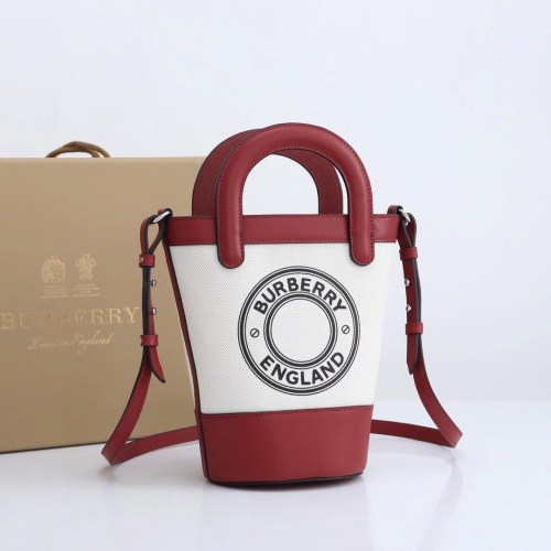 Burberry Womens Bag Logo Graphic Cotton Canvas Peggy Bucket Bag