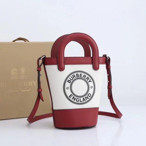 Burberry Womens Bag Logo Graphic Cotton Canvas Peggy Bucket Bag