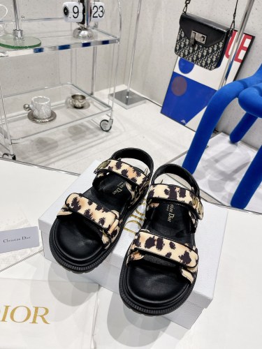 Dior Women Shoes Sandals Luxury Brand DIORACT SANDAL Multicolor Printed Silk with Original Box KCQ549MZS_S57P