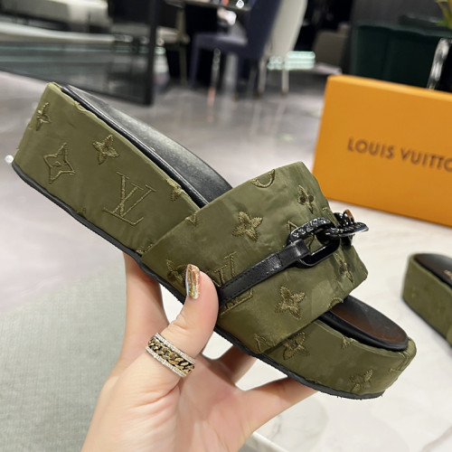Louis Vuitton Womens Shoes Sandals Slippers Luxury Brand Louis Vuitton JUMBO FLATFORM MULE with Original Box 1A9QYY
