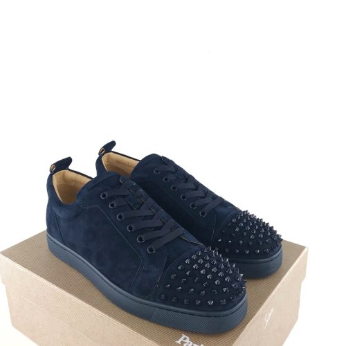 Christian Louboutin Mens Shoes Luxury Brand Red Bottom Design Louis Junior Spikes Flat with Original Box CL sneakers