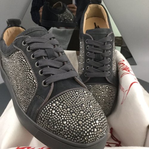 Christian Louboutin Mens Shoes Luxury Brand Red Bottom Design Louis Junior Spikes Flat with Original Box CL sneakers