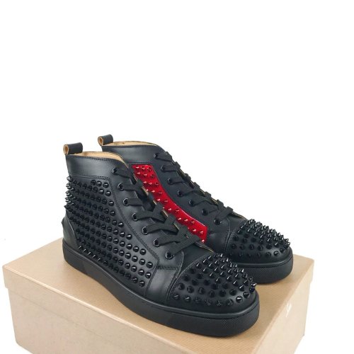 Christian Louboutin Mens Shoes Luxury Brand Red Bottom Design Louis Junior Spikes Flat with Original Box CL sneakers