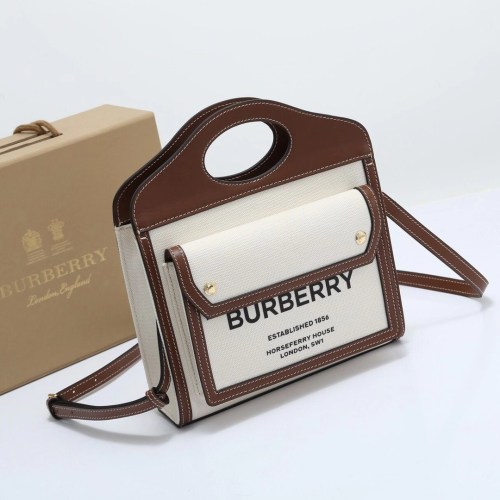 Burberry Womens Bag Mini Two-tone Canvas and Leather Pocket Bag