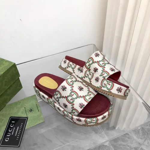 Gucci Womens Shoes Sandals Slides Slippers Luxury Brand Thick Sole Design Women's GG canvas slide sandal with Original Box 624695 H6320 9763