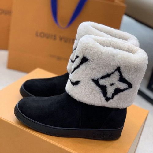 Louis Vuitton Women Shoes Snow Boots Luxury Brand SNOWDROP FLAT ANKLE BOOT with Original Box