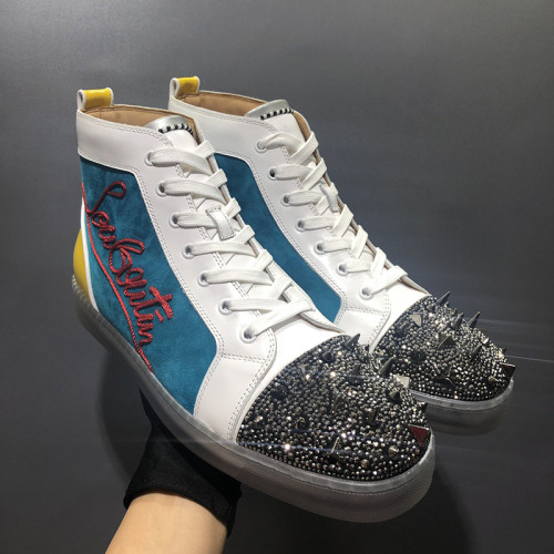 Christian Louboutin Mens Shoes Luxury Brand Red Bottom Design Louis Junior Spikes Flat with Original Box CL sneakers