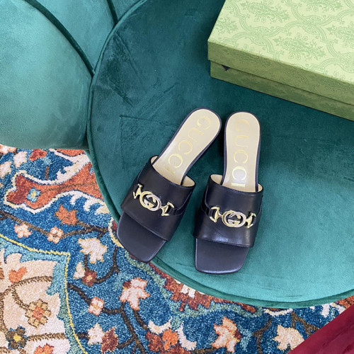 Gucci Womens Shoes Mules Leather Slide Sandal