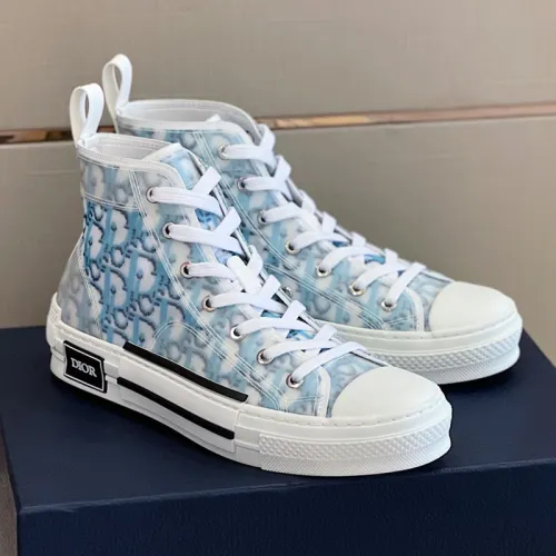 Dior Mens Shoes Sneakers Casual Luxury Brand B23 HIGH-TOP SNEAKER Dior Oblique Canvas with Original Box 3SH118ZMK_H761
